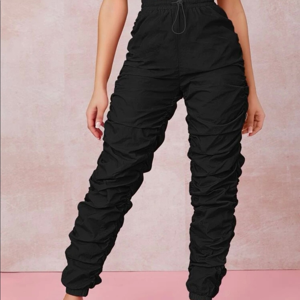 Ruched Toggle Drawstring Windbreaker Pants - image 1